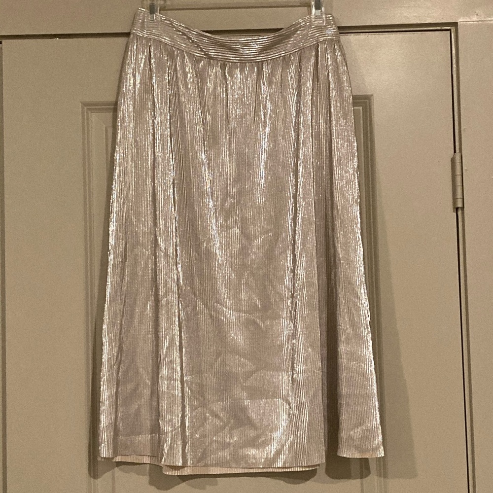 Silver pleated midi skirt